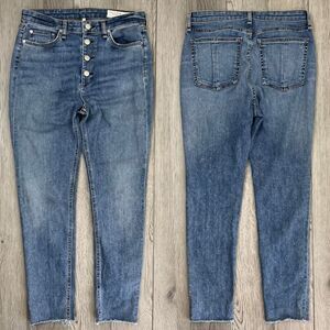 Rag & Bone Women Size 28 Nina High Rise Ankle Skinny Jeans Button Fly Distressed